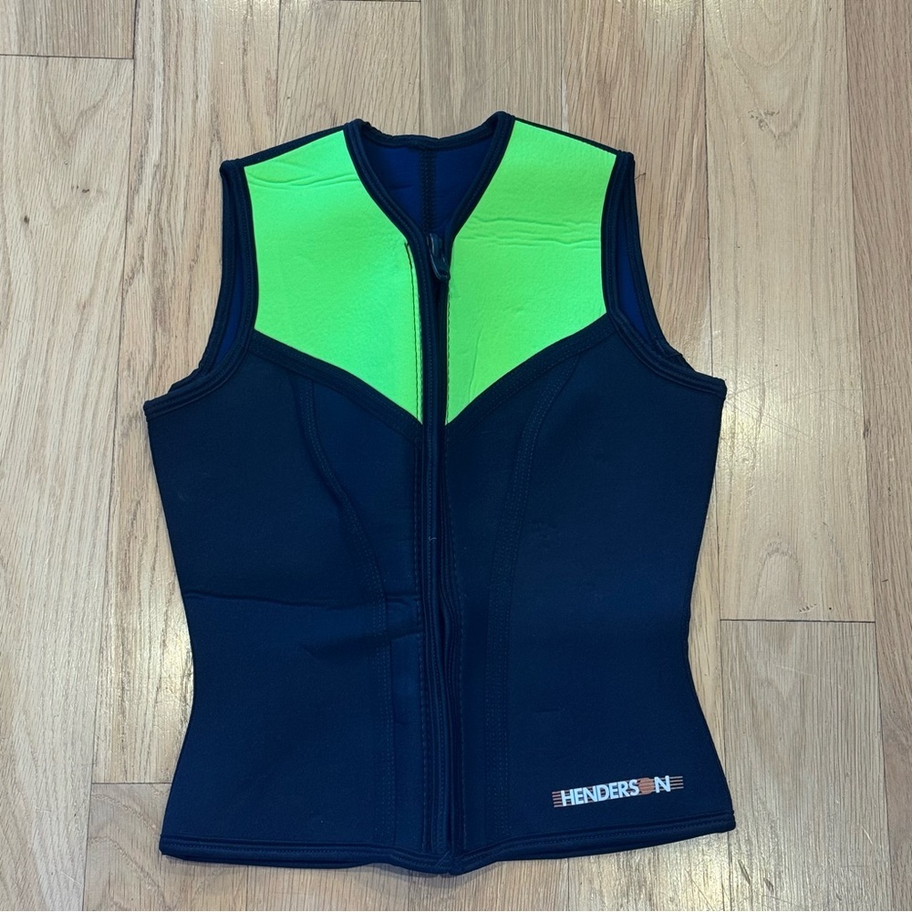 Henderson Neoprene Thermoprene Wetsuit Swim Vest, Black & Neon Highlighter Green